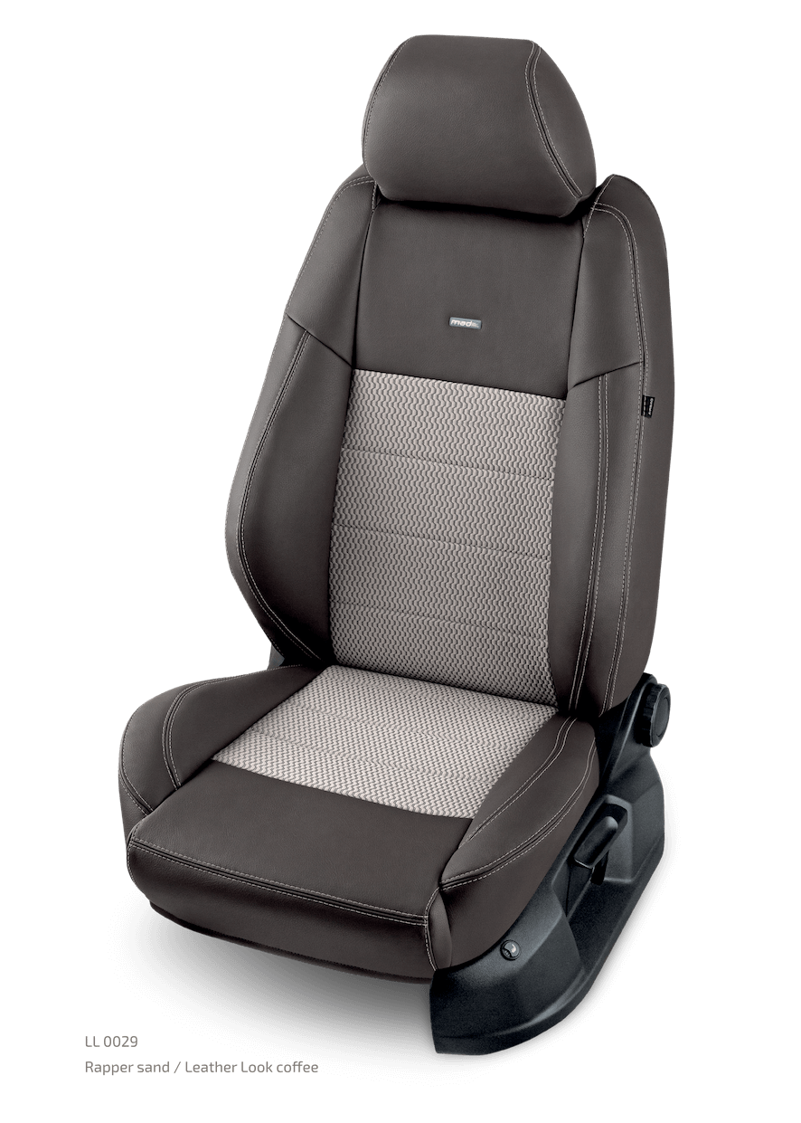 Seat Skins Leather Look Rapper Sand x Coffee OEM Automotive